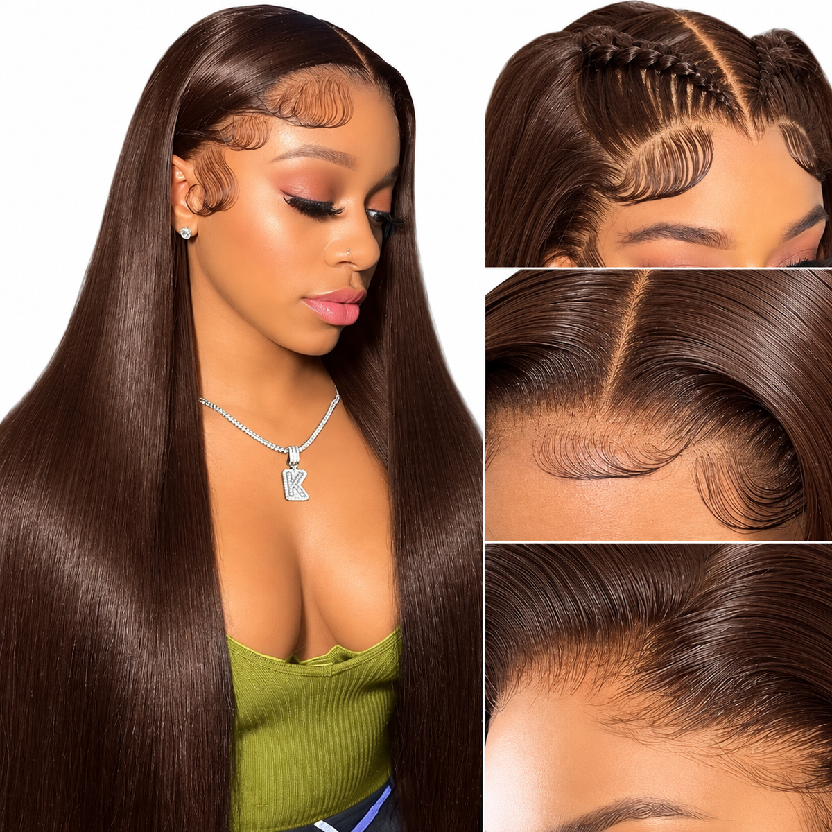 ÁILLE Velora | Human Hair Dark Brown Straight Wig 13x4