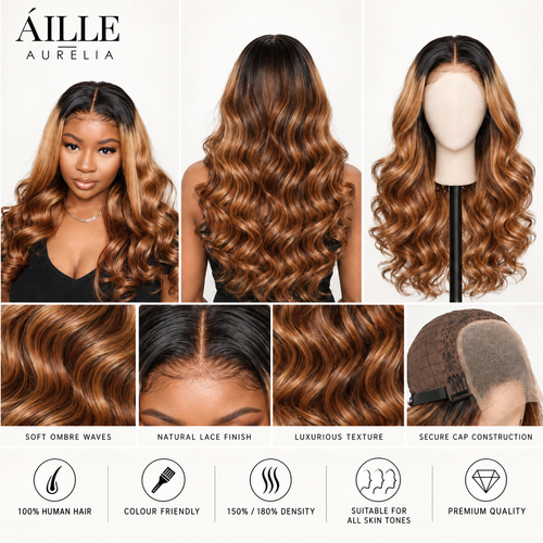 ÁILLE AURELIA | Human Hair Ombre Wave Wig