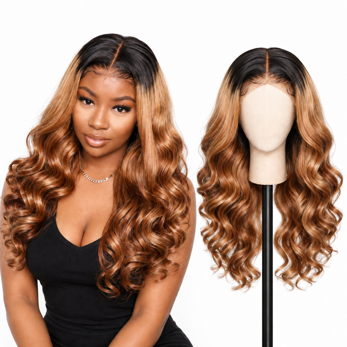 ÁILLE AURELIA | Human Hair Ombre Wave Wig