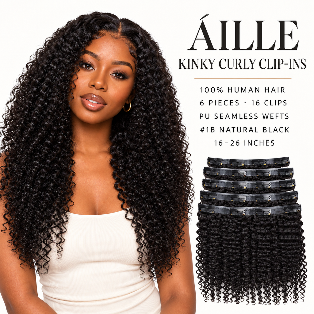 ÁILLE Seamless Kinky Curly Clip-In Extensions | 100% Human Hair