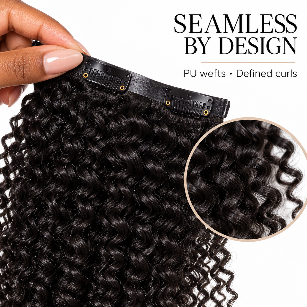 ÁILLE Seamless Kinky Curly Clip-In Extensions | 100% Human Hair