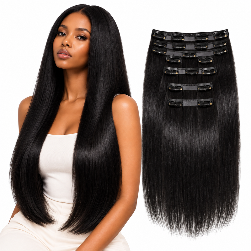 ÁILLE Seamless Straight Clip-In Extensions | 100% Human Hair