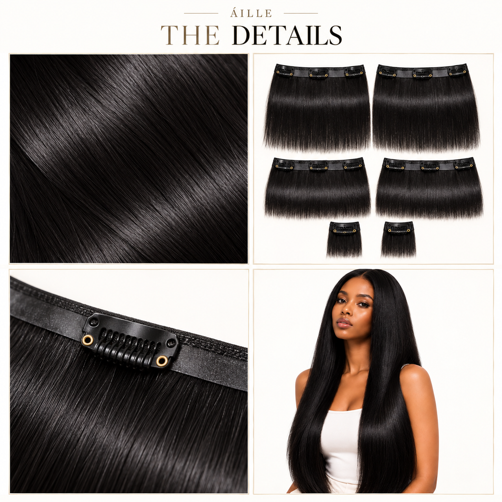 ÁILLE Seamless Straight Clip-In Extensions | 100% Human Hair