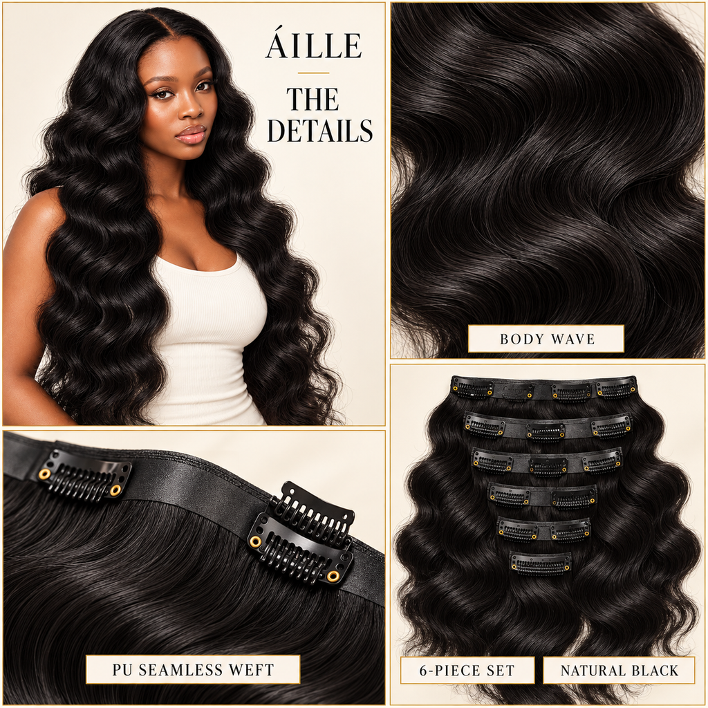 ÁILLE Seamless Body Wave Clip-In Extensions | 100% Human Hair