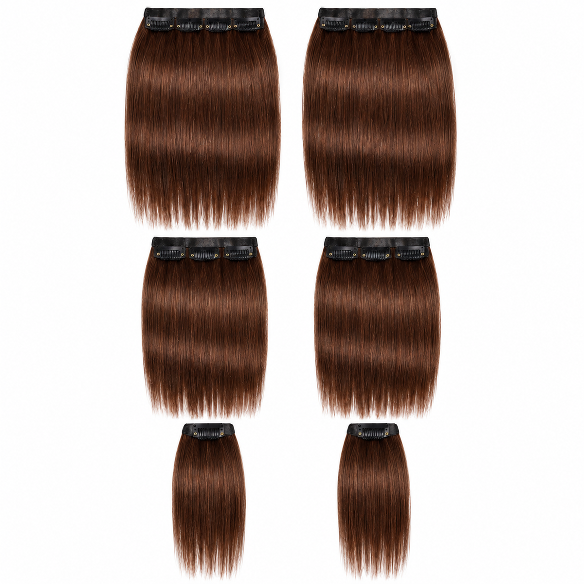 ÁILLE Seamless Brown Straight Clip-In Extensions | 100% Human Hair