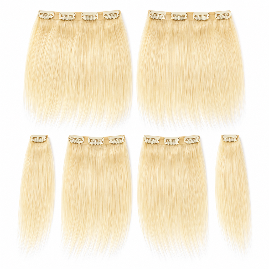 ÁILLE 613 Blonde Straight Clip-In Hair Extensions | 100% Human Hair