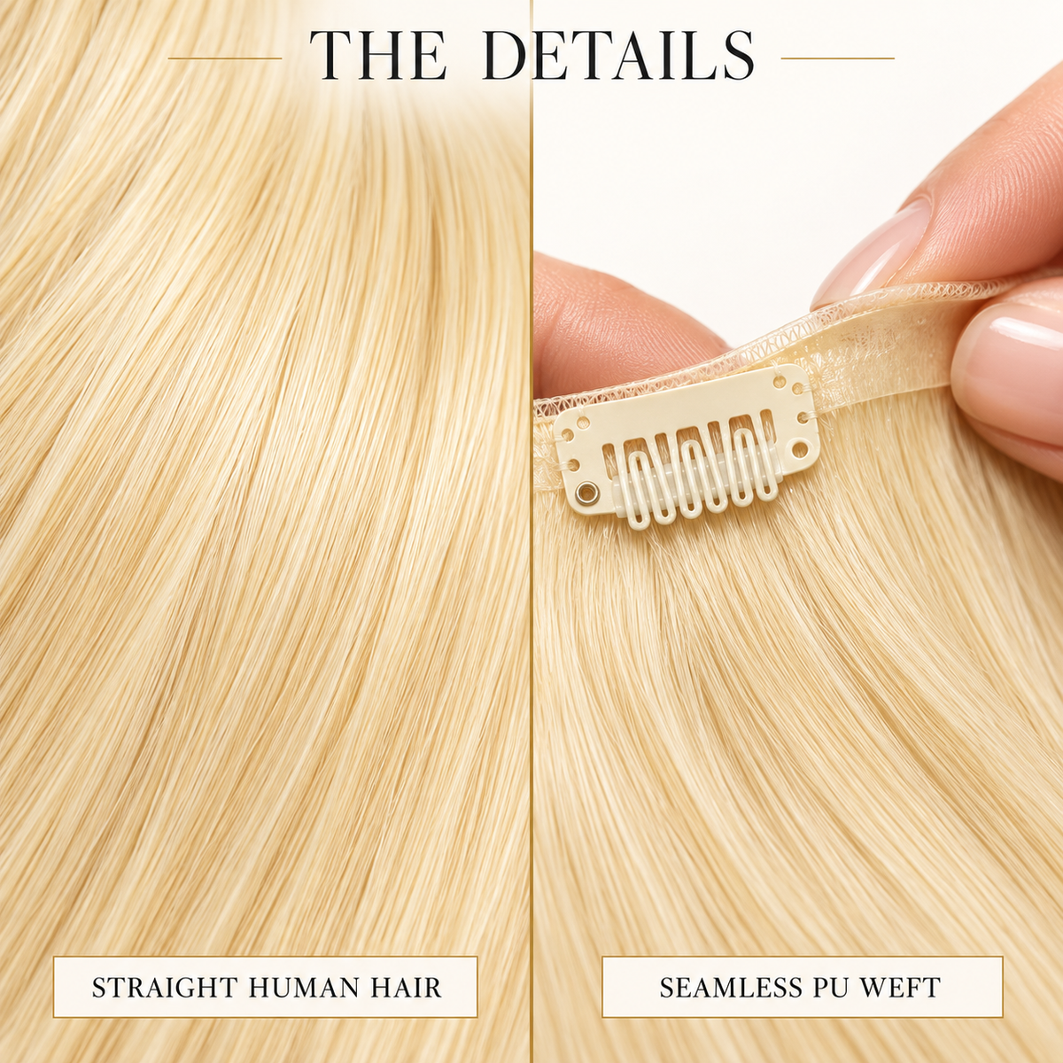 ÁILLE 613 Blonde Straight Clip-In Hair Extensions | 100% Human Hair