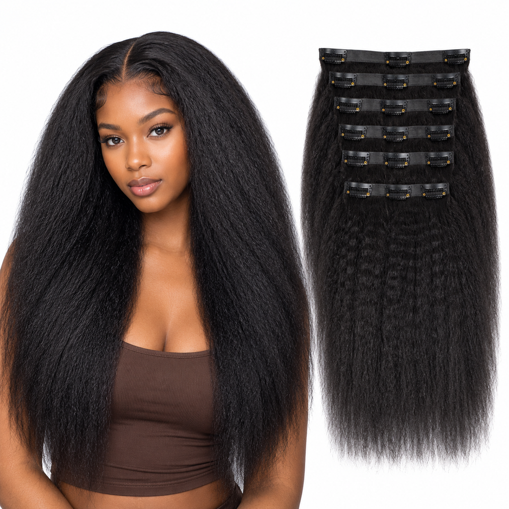 ÁILLE Seamless Kinky Straight Clip-In Extensions | 100% Human Hair