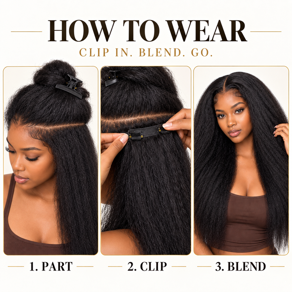 ÁILLE Seamless Kinky Straight Clip-In Extensions | 100% Human Hair