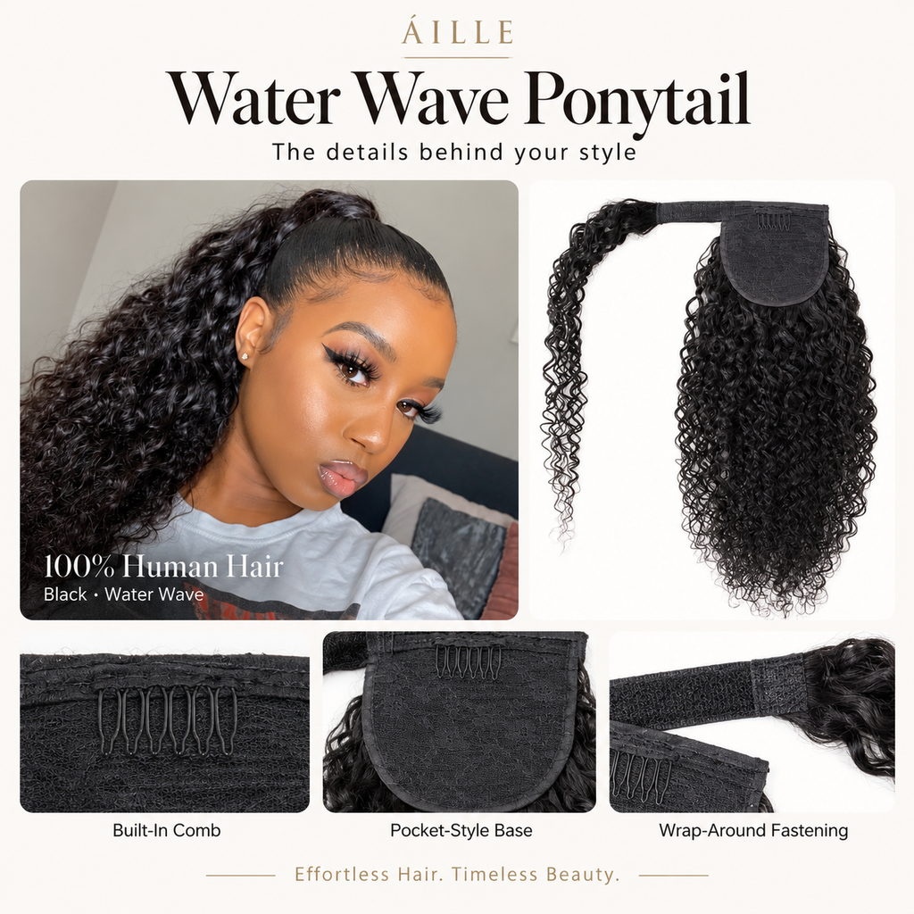 ÁILLE Water Wave Wrap-Around Ponytail Extension | 100% Human Hair