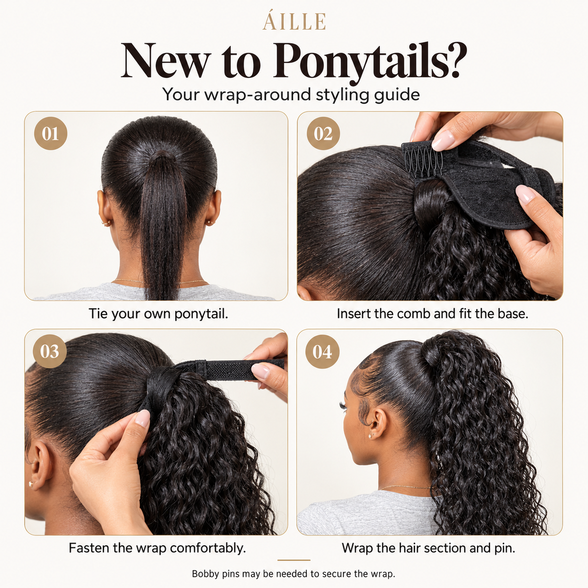 ÁILLE Water Wave Wrap-Around Ponytail Extension | 100% Human Hair