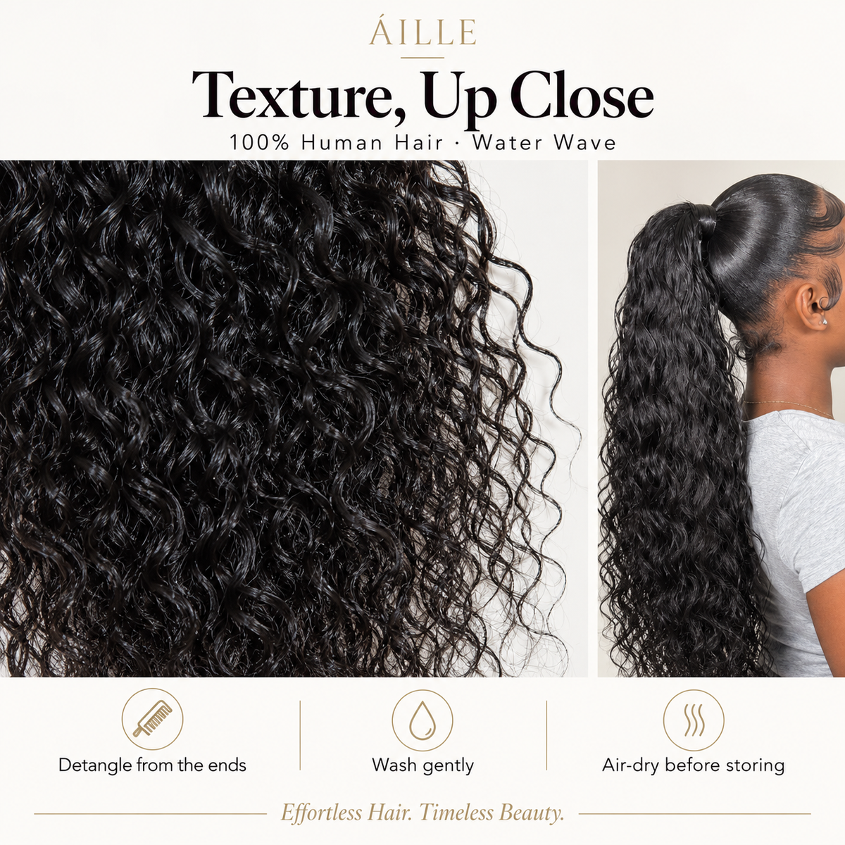 ÁILLE Water Wave Wrap-Around Ponytail Extension | 100% Human Hair