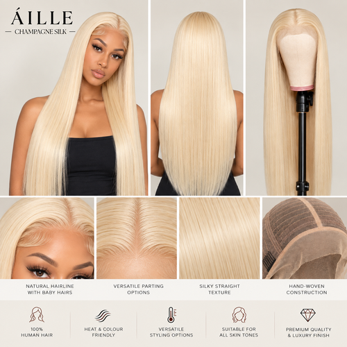 ÁILLE Champagne Silk | 13×4 Human Hair Lace Front Wig