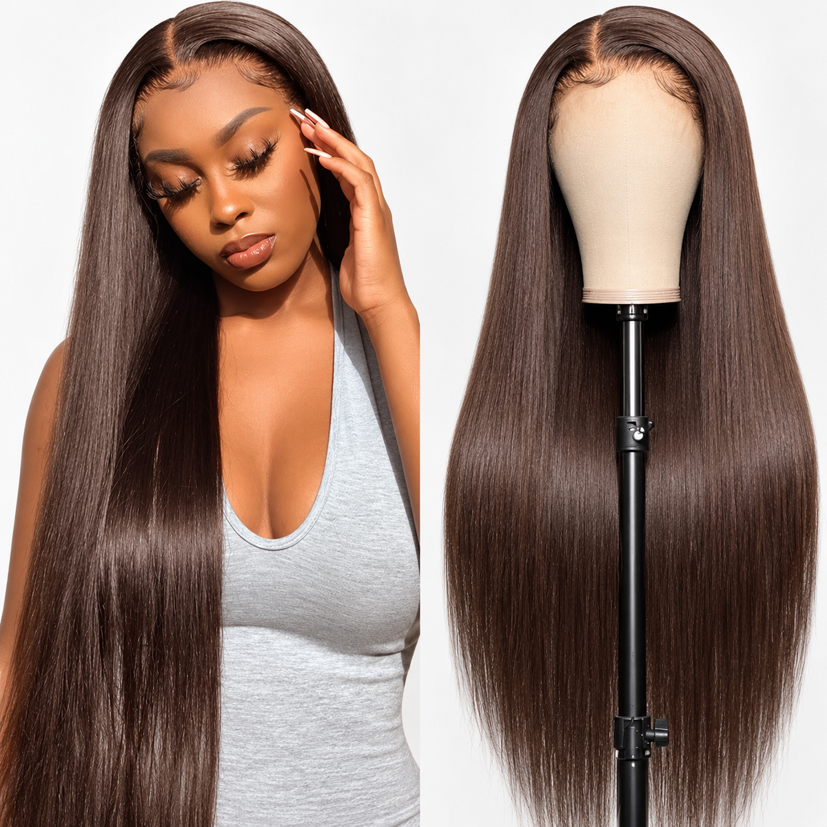 ÁILLE Cocoa Silk | 4×4 Human Hair Lace Closure Wig